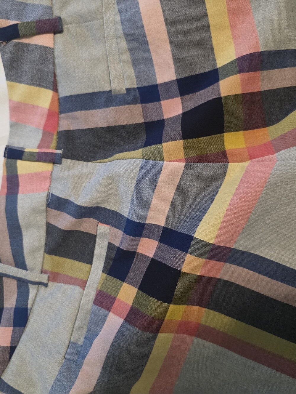 7th Avenue Design Studio New York And Company Plaid Pants. Blue, Pink, & Yellow - Picture 4 of 9